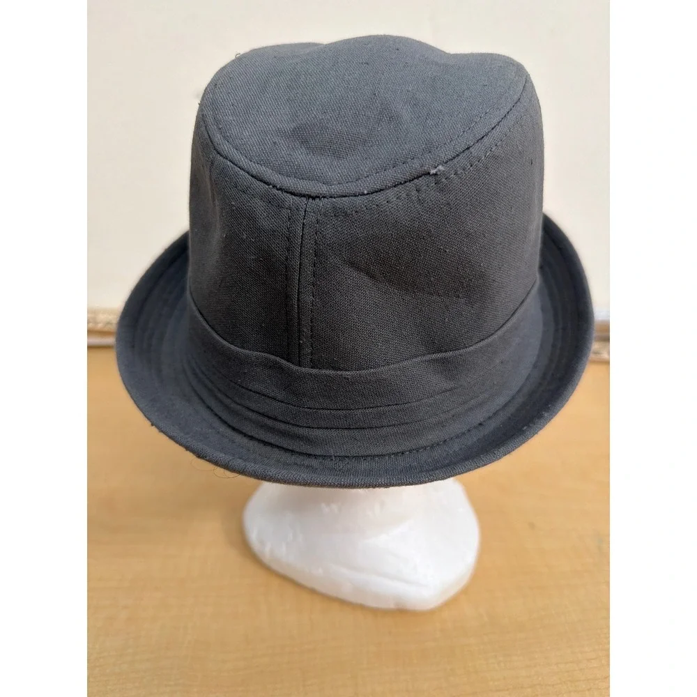 Charcoal Gray Cotton Canvas Trilby Fedora Hat Style 5135 Pinched Crown